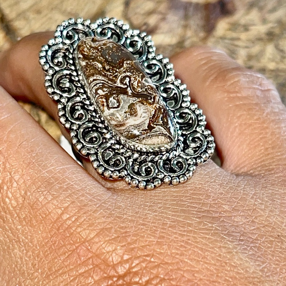 Crazy Lace Agate Ring Size 7
